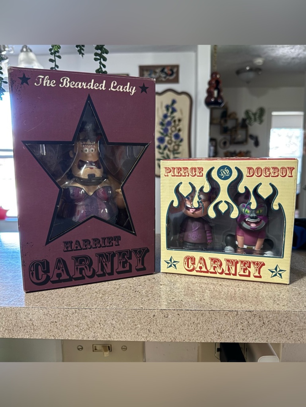 Harriet Carney The Bearded Lady, Pierce & Dogboy figures